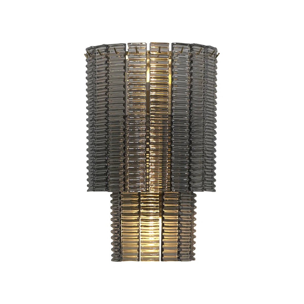 Ribbed Smoky Gray Glass Layered Wall Lamp