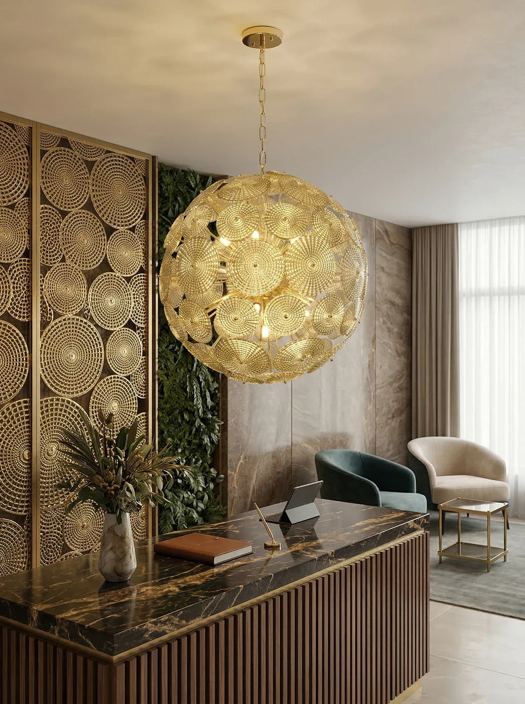 Sputnik Sphere Glass Disc Chandelier
