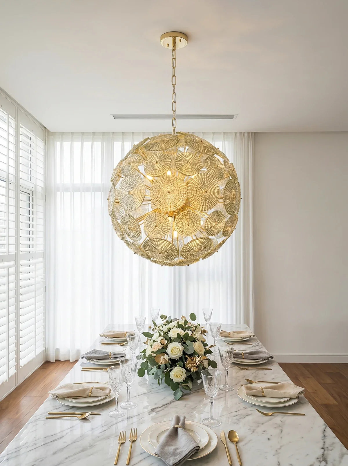 Sputnik Sphere Glass Disc Chandelier