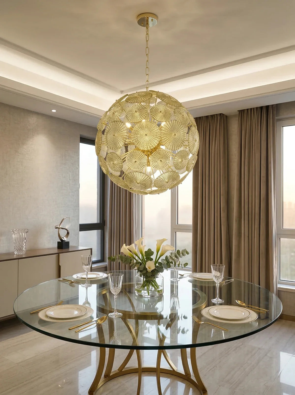 Sputnik Sphere Glass Disc Chandelier