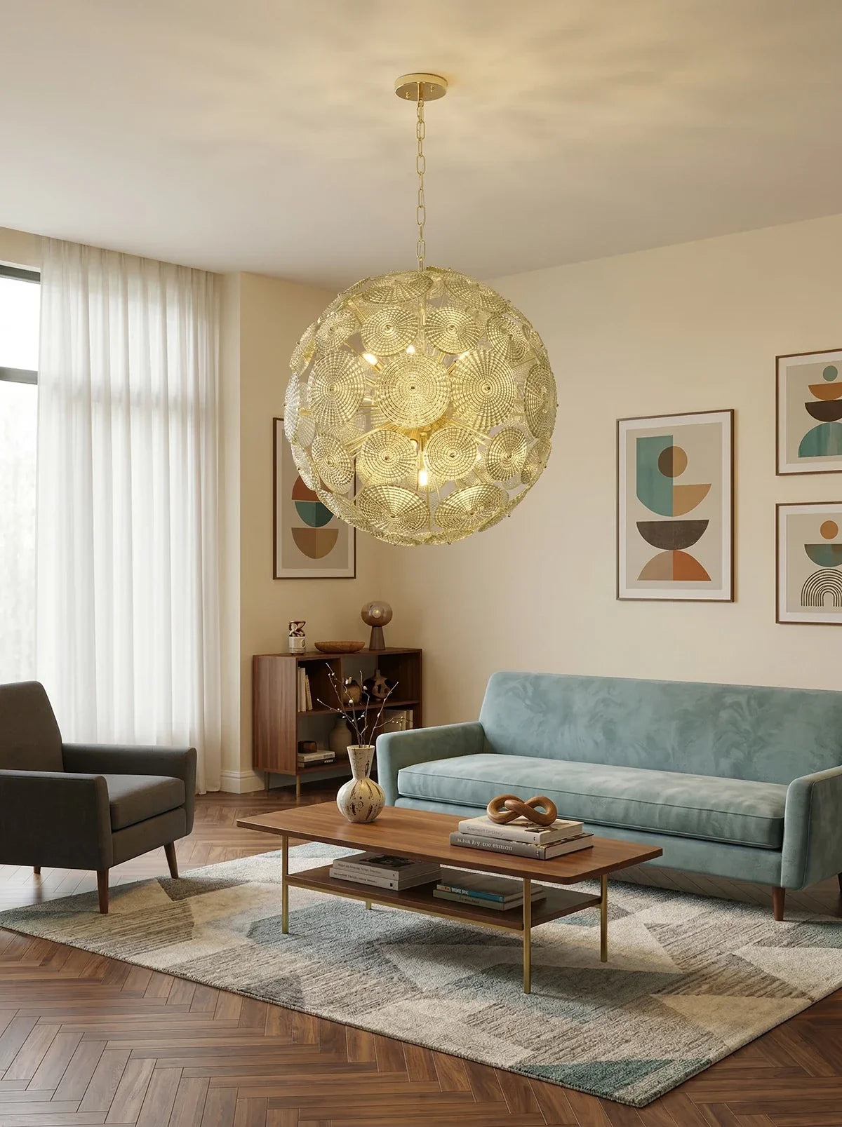 Sputnik Sphere Glass Disc Chandelier