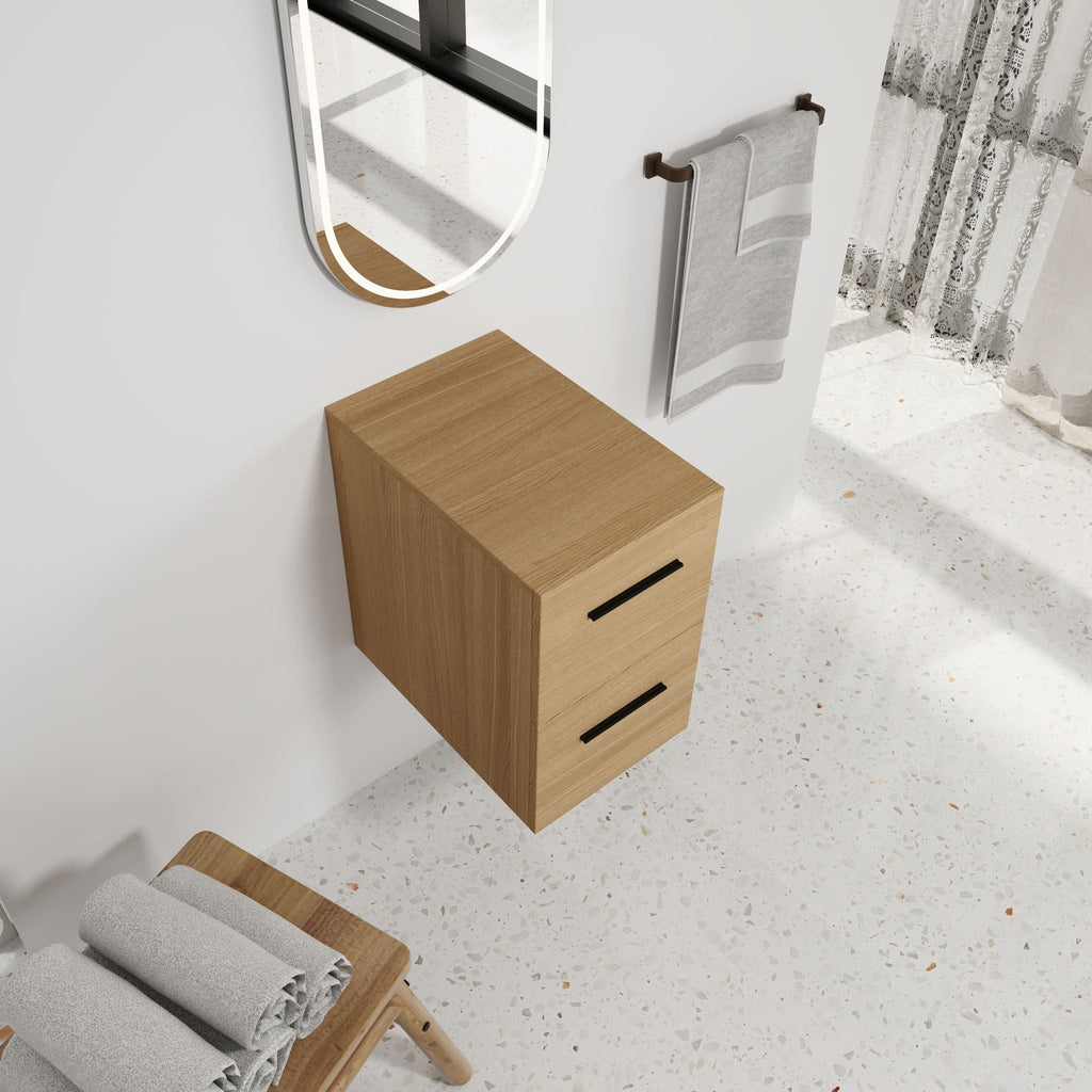 Floating Bathroom Vanity Drawer Base, Wall Mounted Storage With 2 Drawers - Light Oak