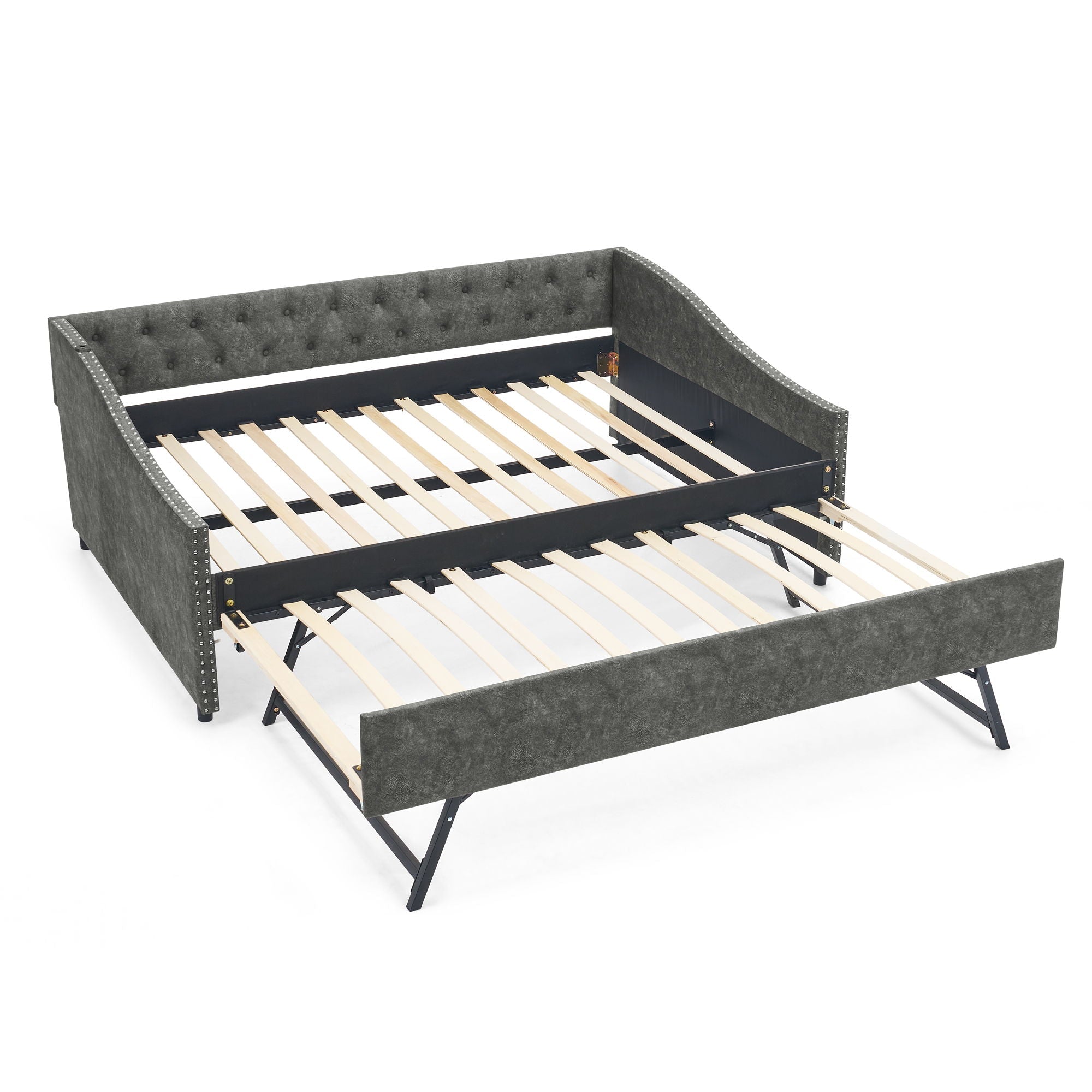 Upholstered Daybed With USB Charging & Pull Out Bed