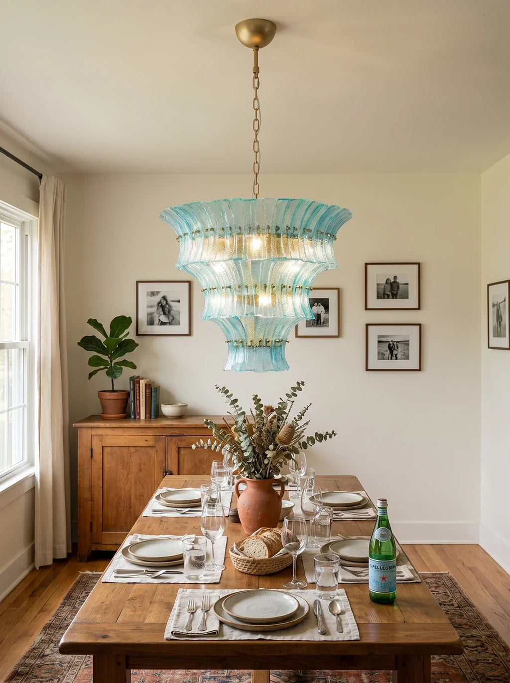 Aquamarine Calyra Tiered Glass Chandelier