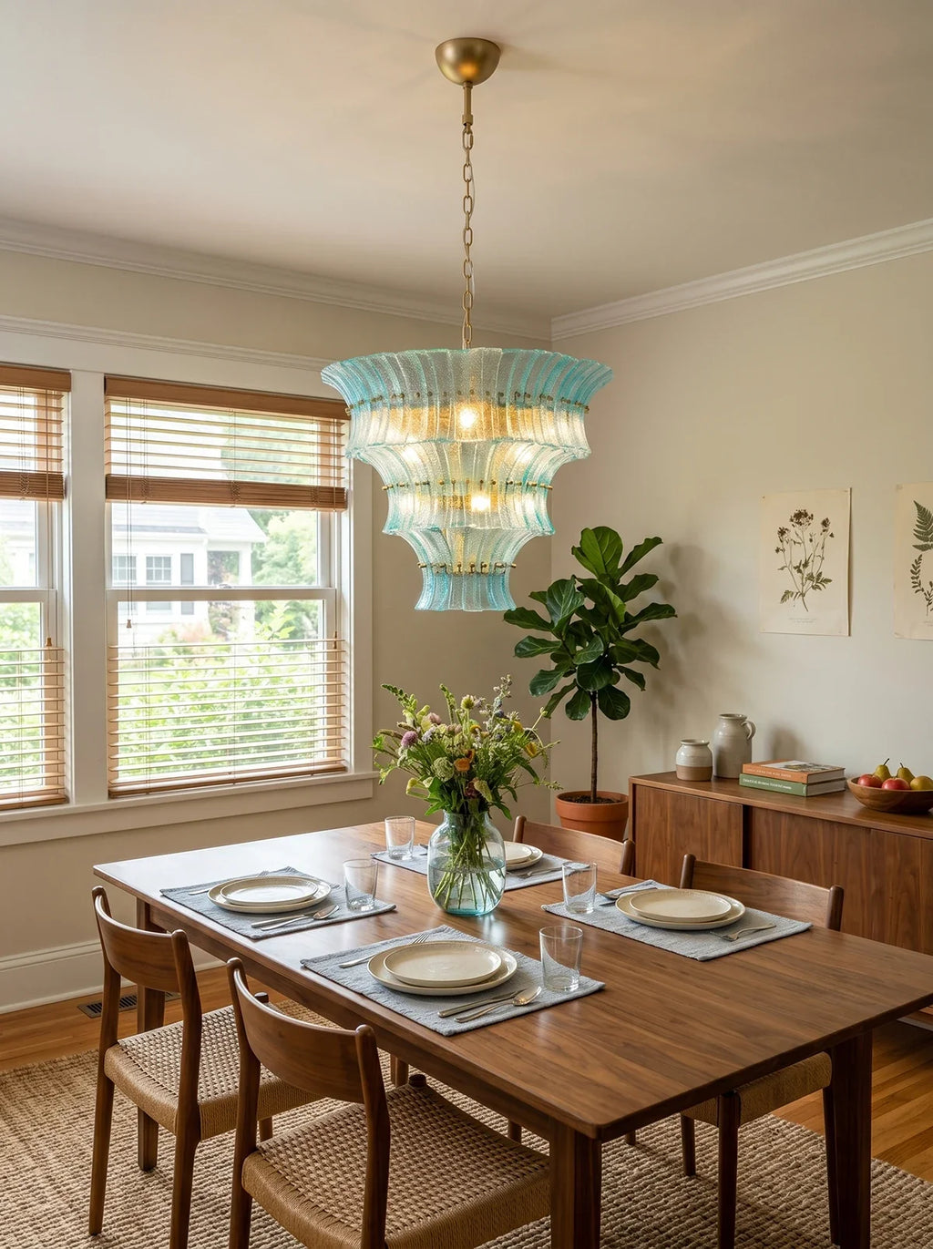 Aquamarine Calyra Tiered Glass Chandelier