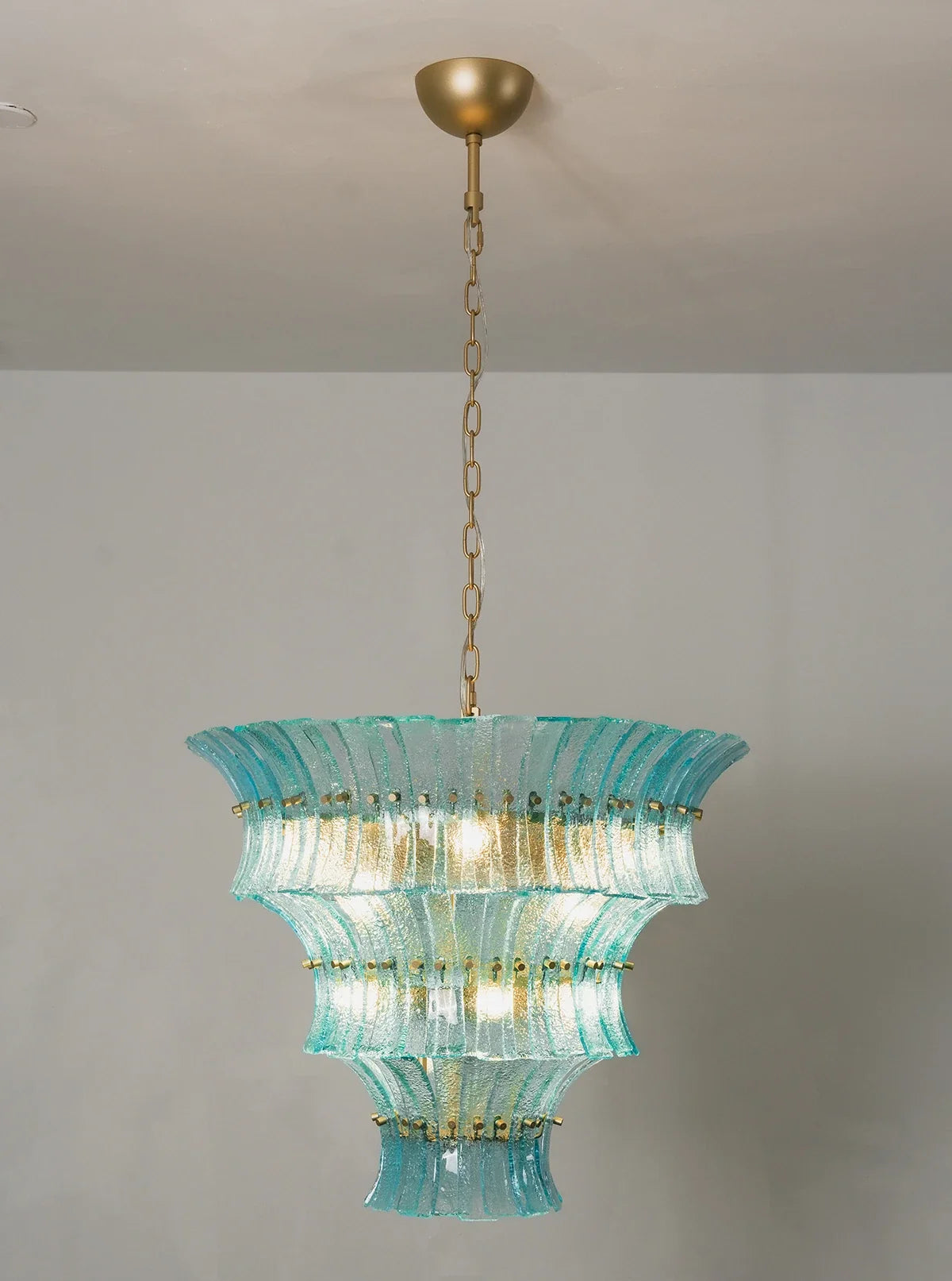 Aquamarine Calyra Tiered Glass Chandelier