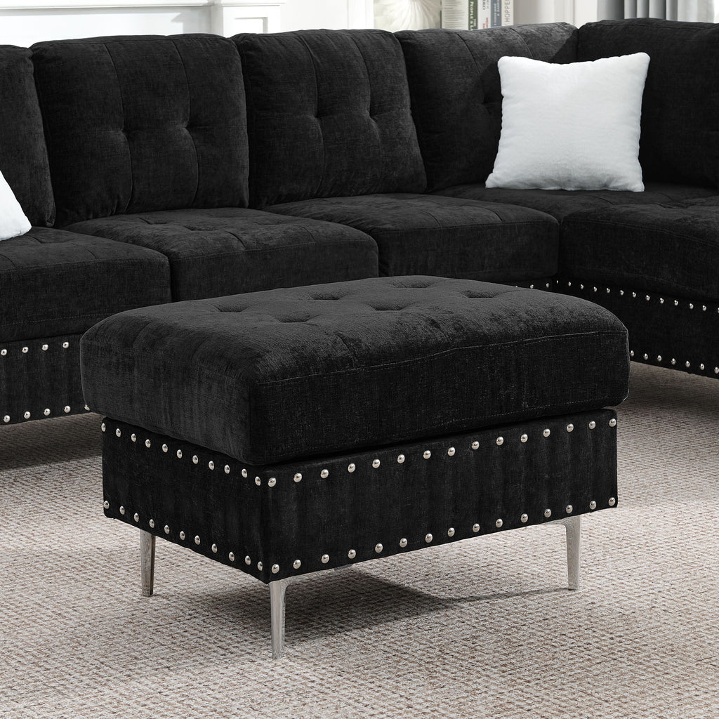 L-Shaped Sectional Sofa With Chaise And Storage Ottoman, Includes 2 Pillows