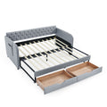 Daybed With Trundle And Storage Drawers, Flat Arms With Pocket