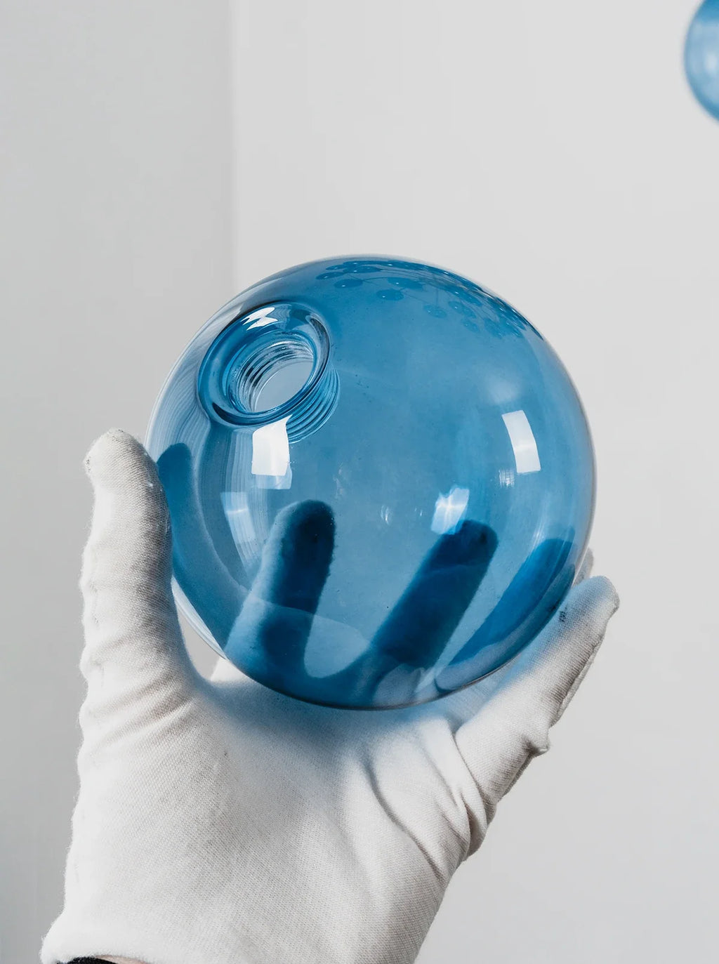 Blue Glass Bubble Globe Tiered Chandelier