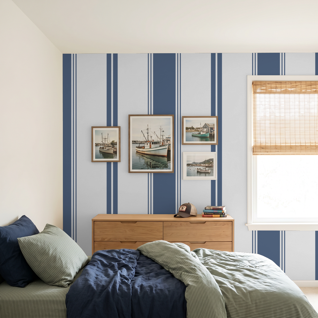 Fletcher Stripe (Blue) Wallpaper