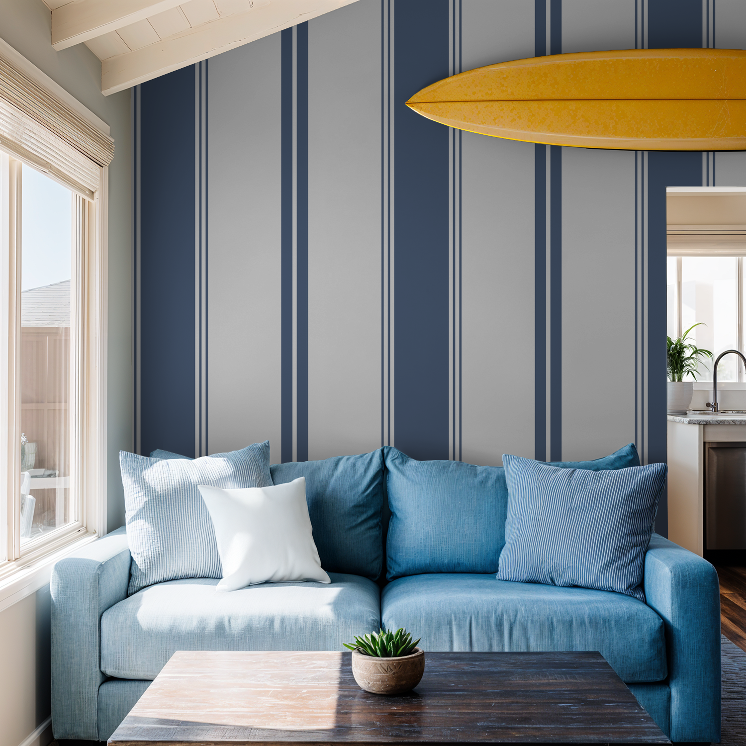 Fletcher Stripe (Blue) Wallpaper