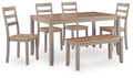 Harperfeld - Dining Room Table Set (Set of 6) - Natural / Gray