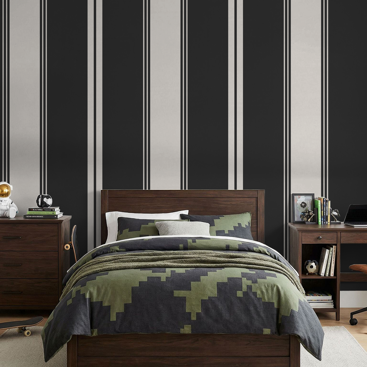 Fletcher Stripe (Charcoal) Wallpaper