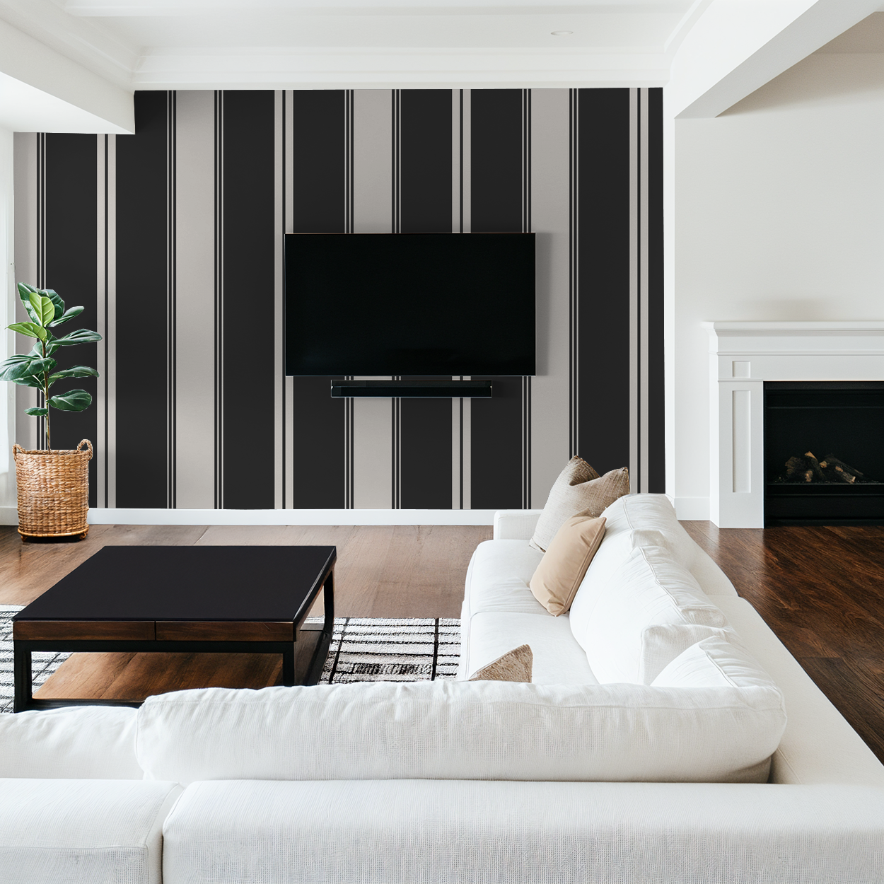 Fletcher Stripe (Charcoal) Wallpaper