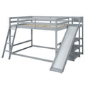 Bunk Bed With Ladder, Slide, And Shelves Pine Wood