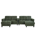 Modern Sectional Sofa U-Shaped With Movable Ottomans, tooth Speakers, LED Lights And Modular Storage