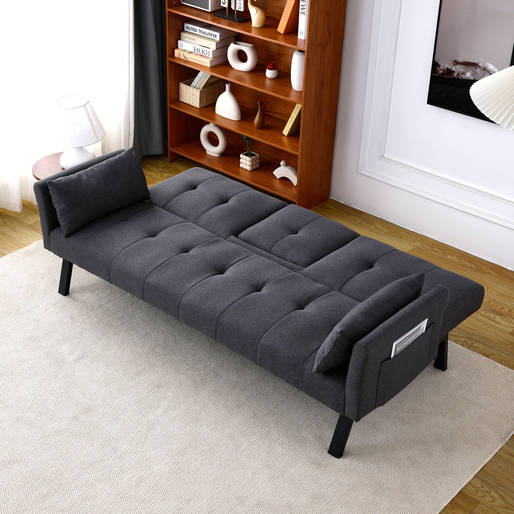 Sofa Bed With Foldable Design And Cup Holder