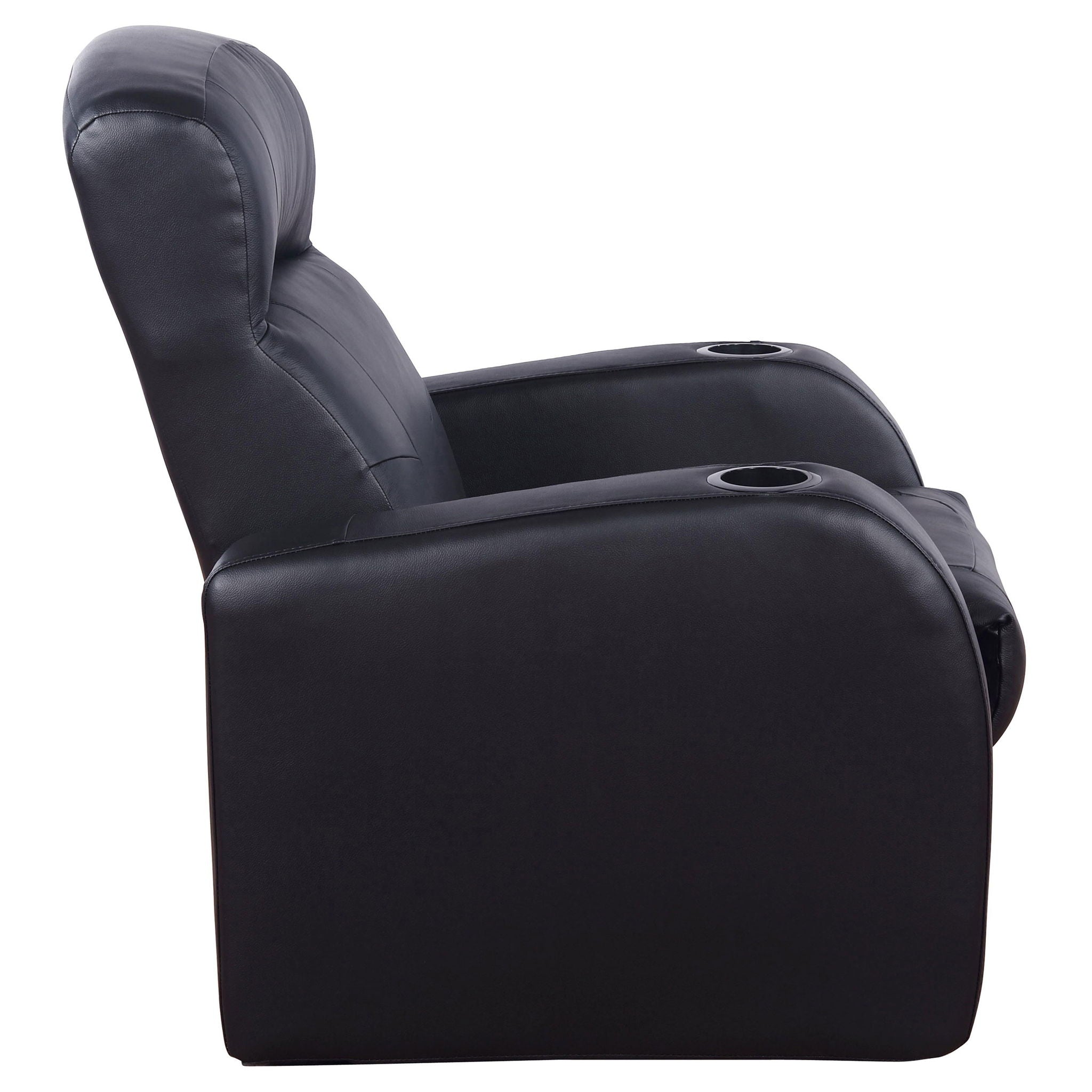 Upholstered Recliner With Cup Holder Comfort Lounge Chair - Black