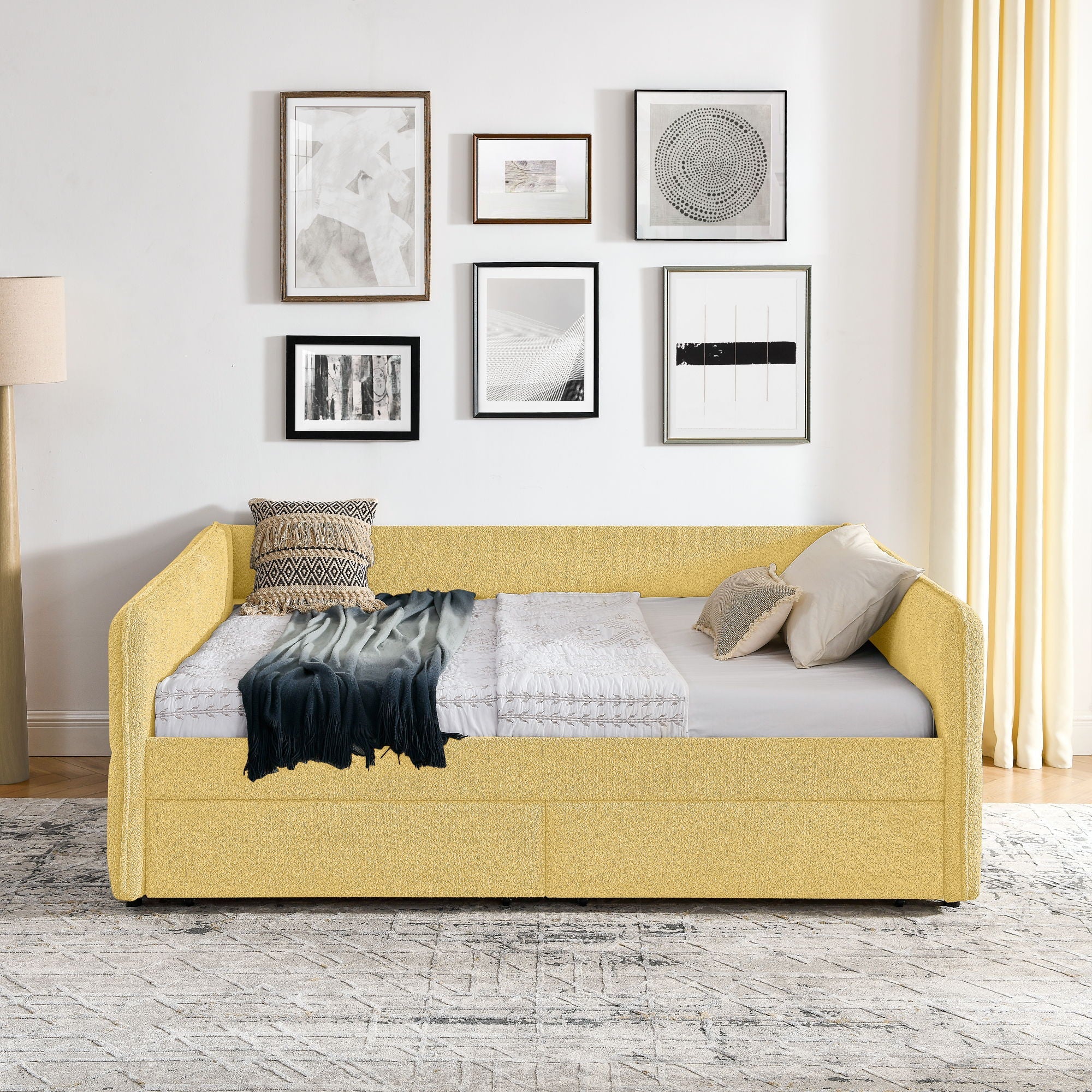Upholstered Daybed & 2 Drawers