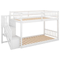 Norset - Twin Over Twin Floor Bunk Bed, Ladder With Storage