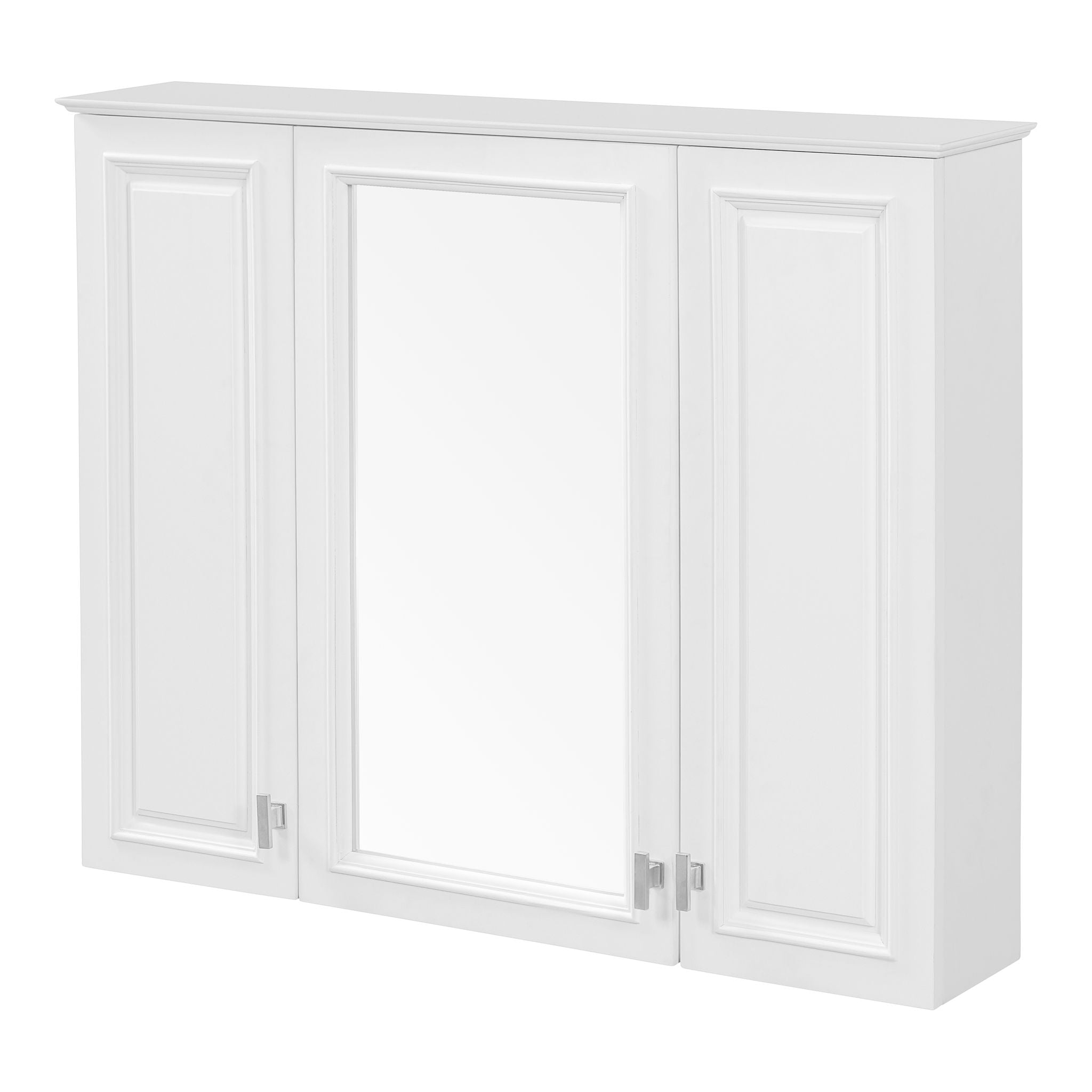 Wall Mounted Mirror Cabinet With 5 Adjustable Shelves, Rectangular Storage For Bathroom - White