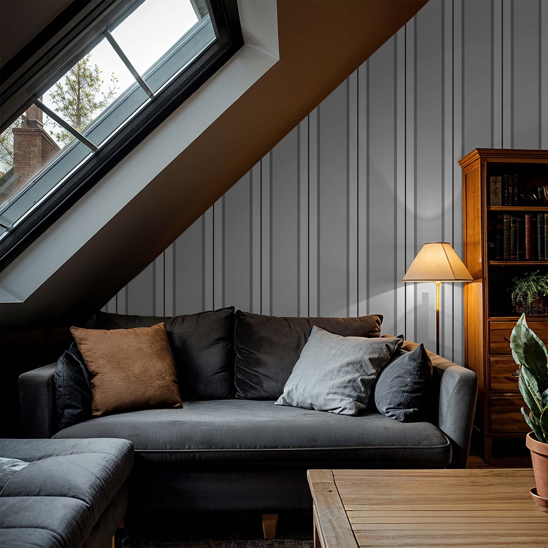 Montclair Stripes (Gray) Wallpaper