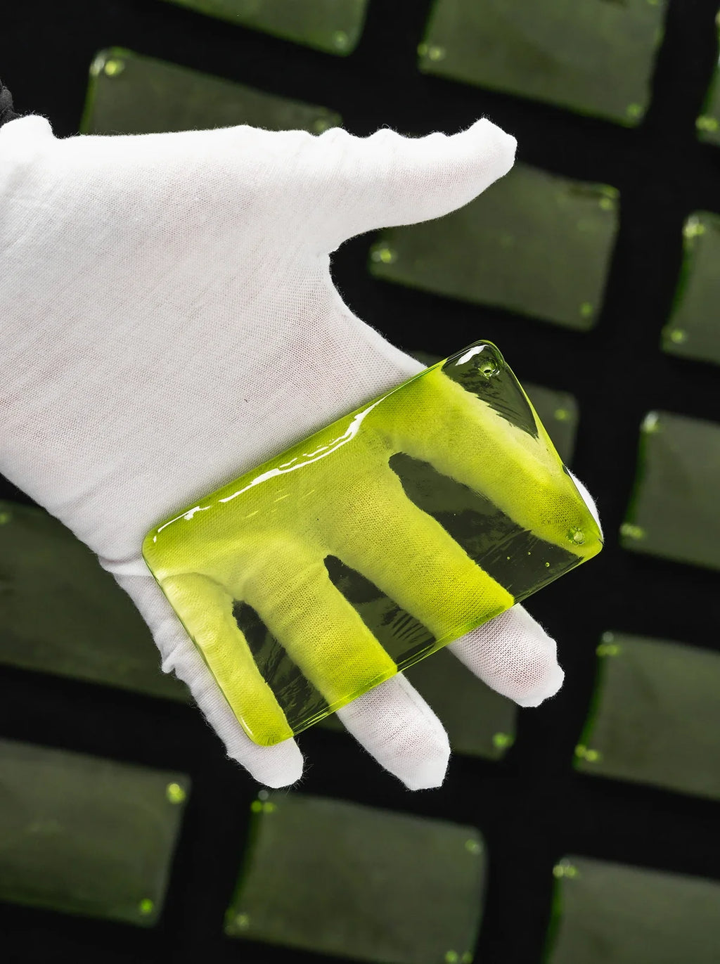 Green Glass Drum-Shaped Ceiling Light