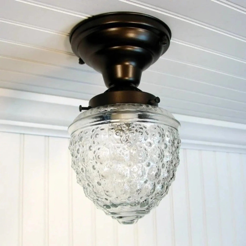 Antique Acorn Glass Flush Mount | 5" Ceiling Light
