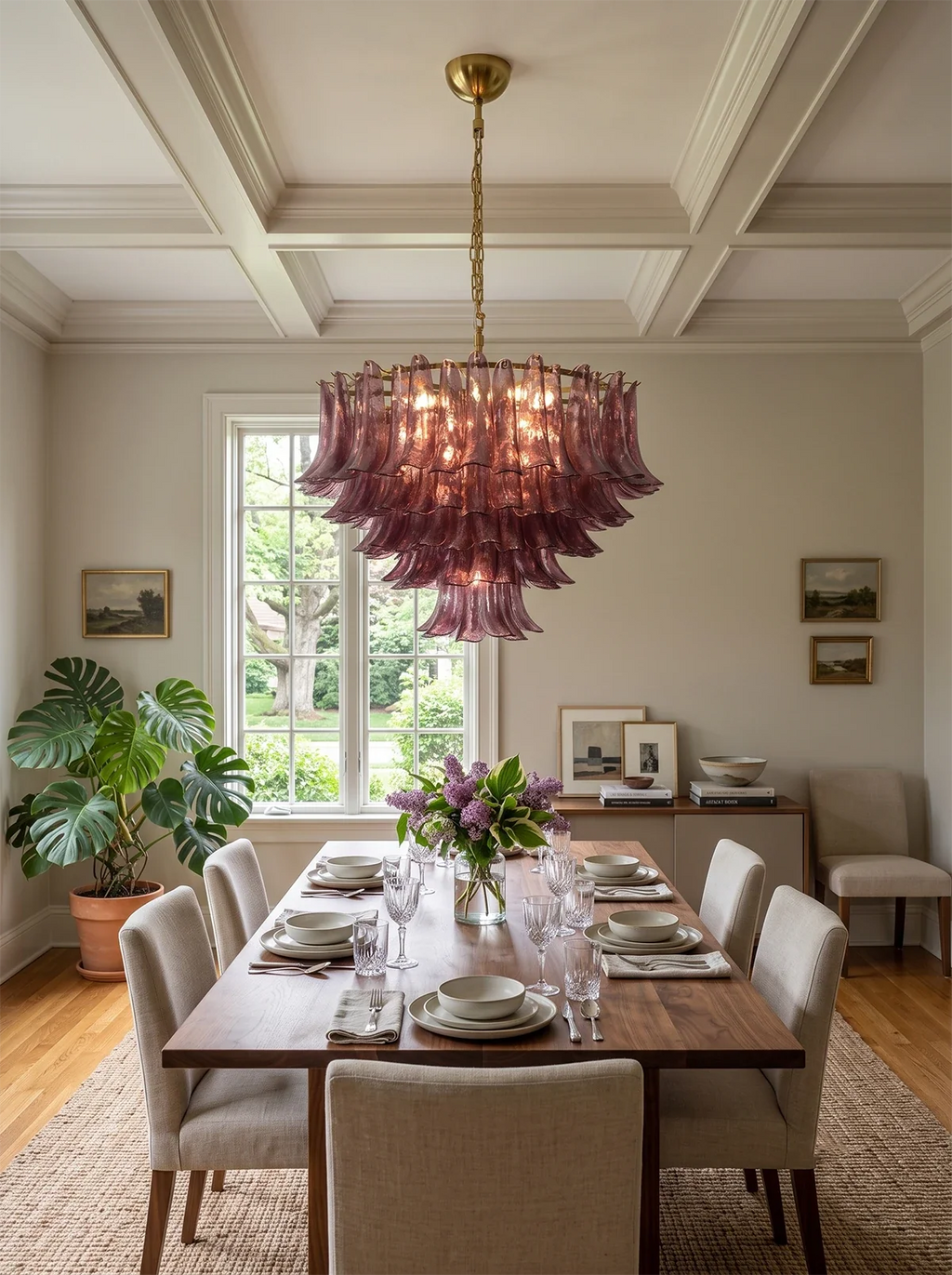 Isadora Cascading Amethyst Glass Chandelier