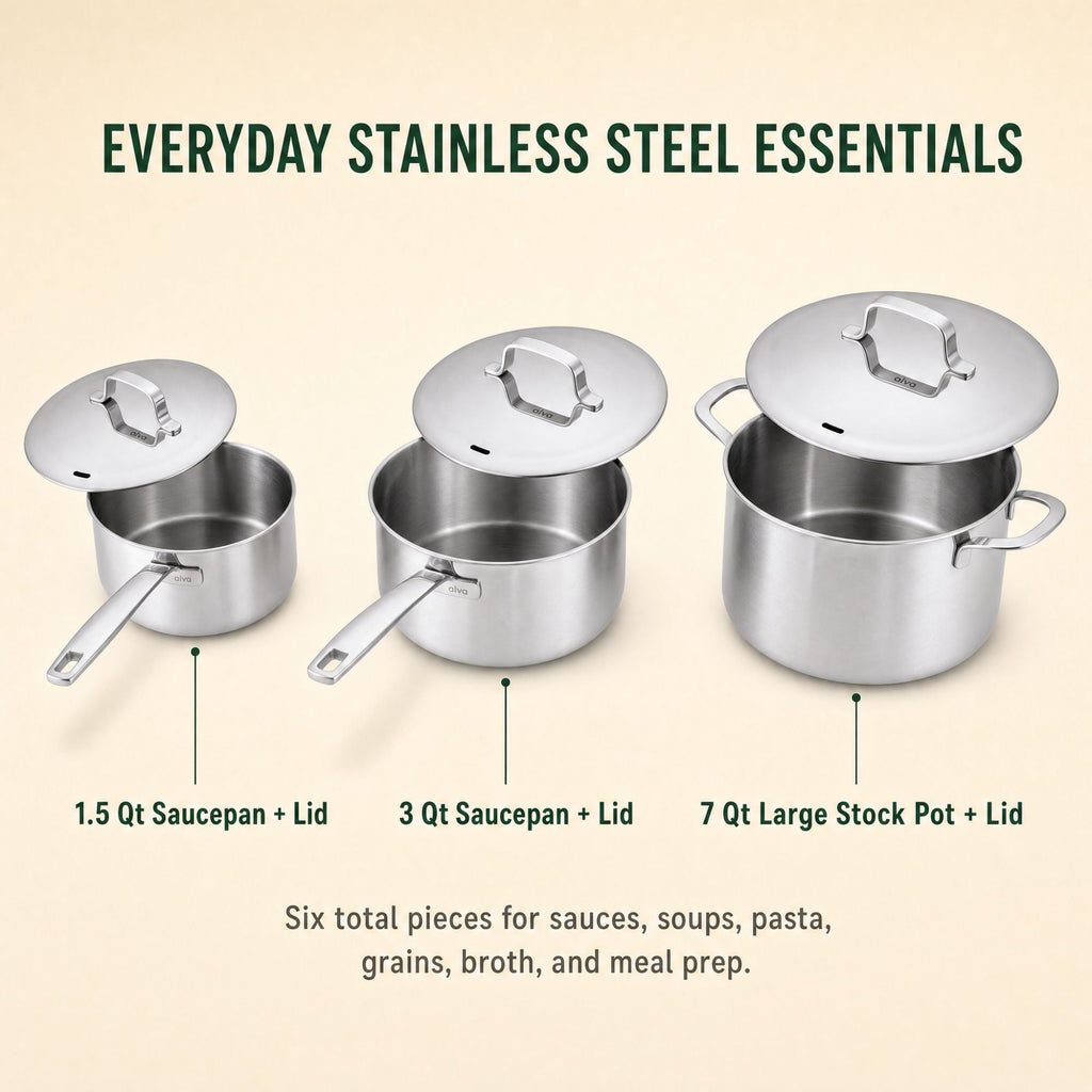 Stainless Steel Pot Set, 6-Piece