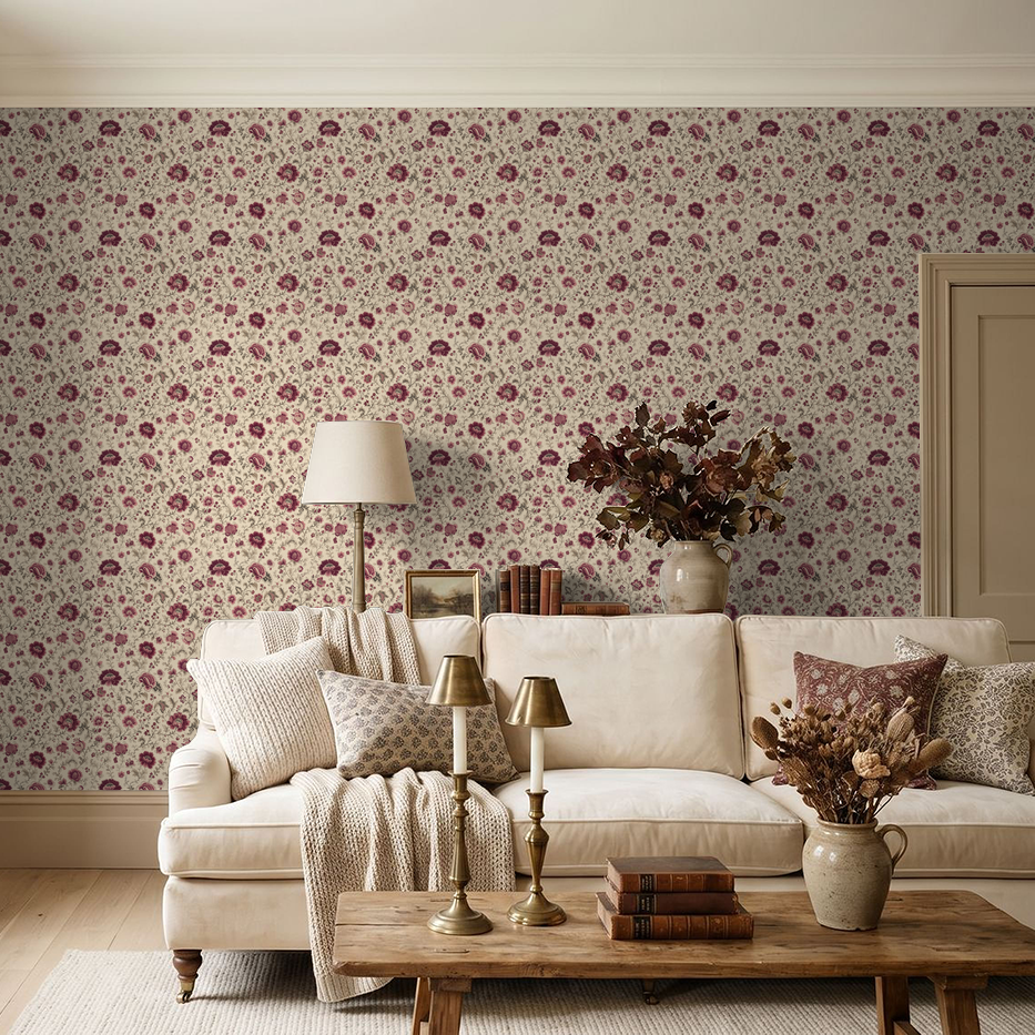 Mulberry Chintz Wallpaper