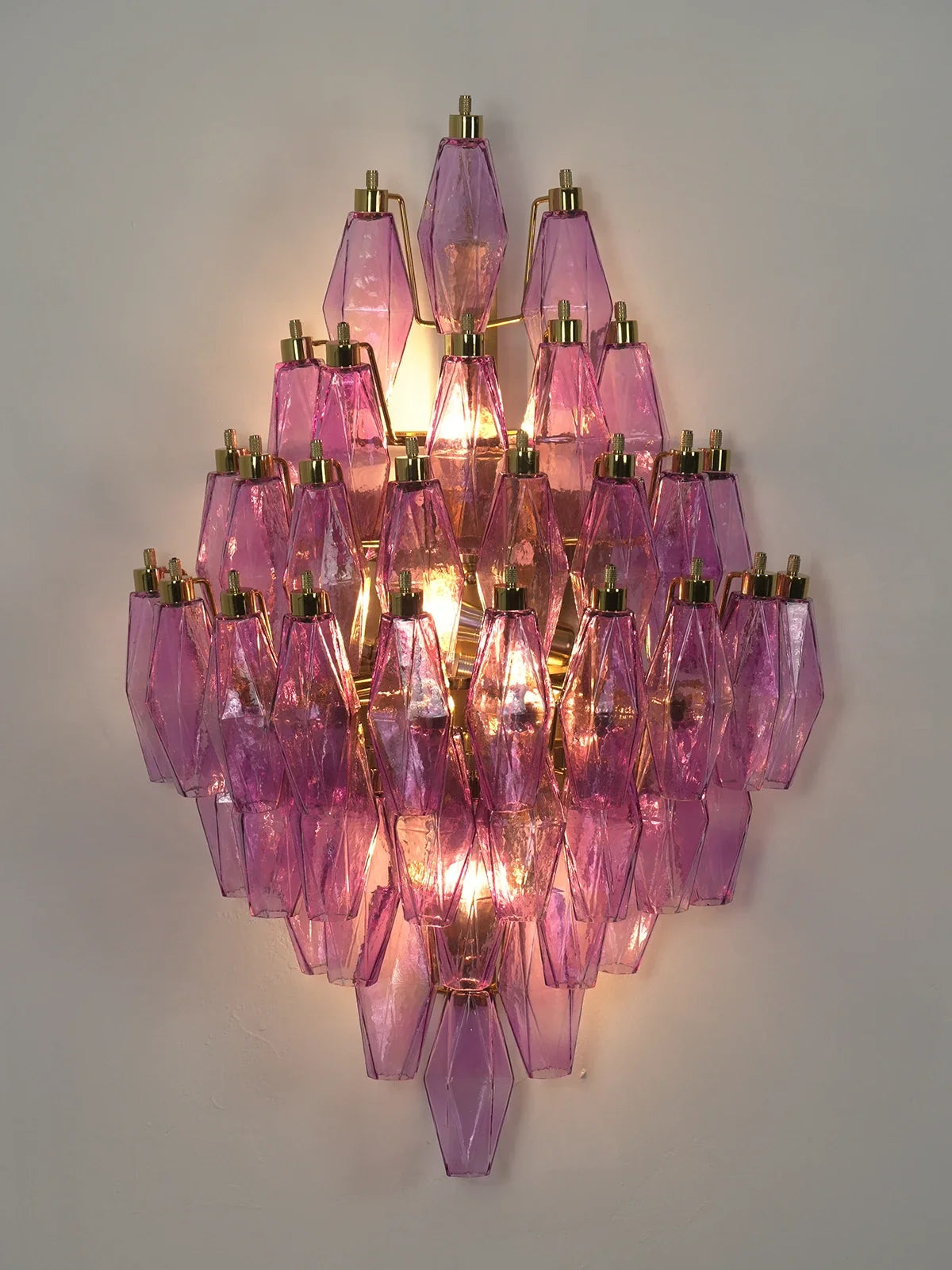 Multifaceted Diamond Purple Glass Wall Lamp