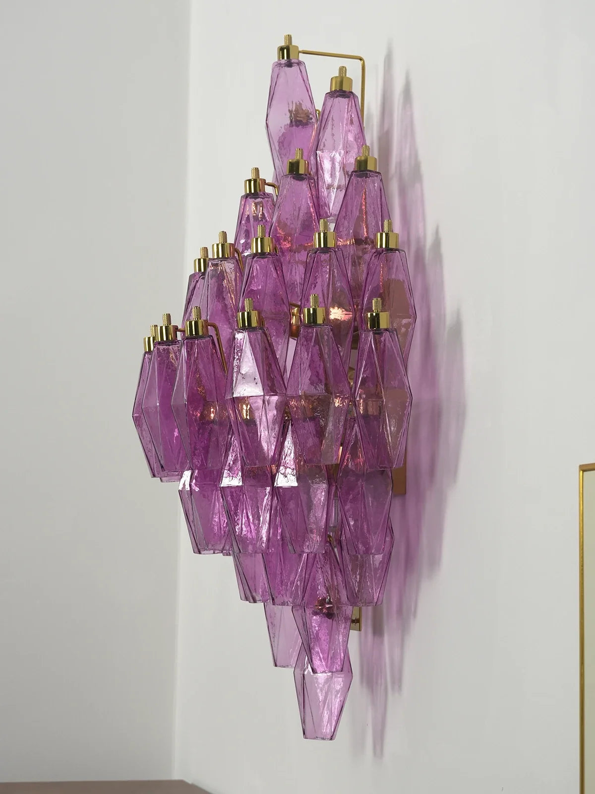 Multifaceted Diamond Purple Glass Wall Lamp