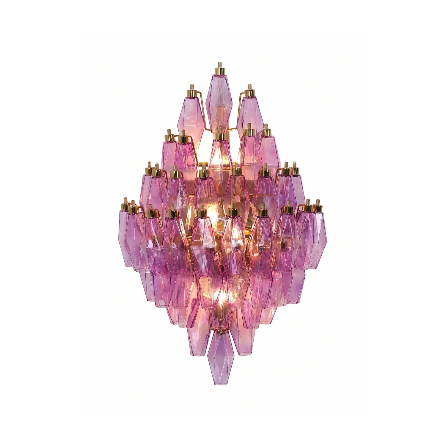 Multifaceted Diamond Purple Glass Wall Lamp