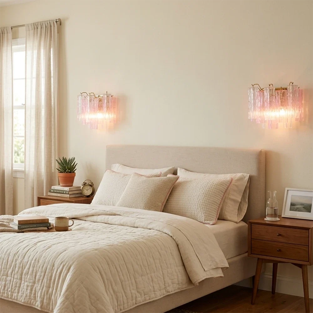 Pink Ice Star-Shaped Glass Tube Wall Light