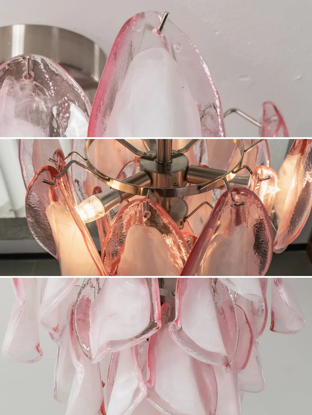 Pink Lotus Textured Glass Ceiling Lamp