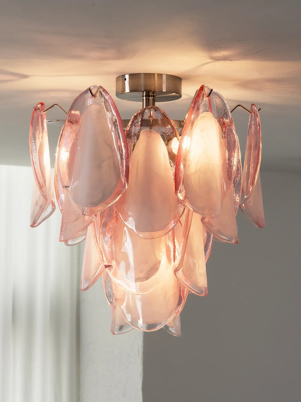Pink Lotus Textured Glass Ceiling Lamp