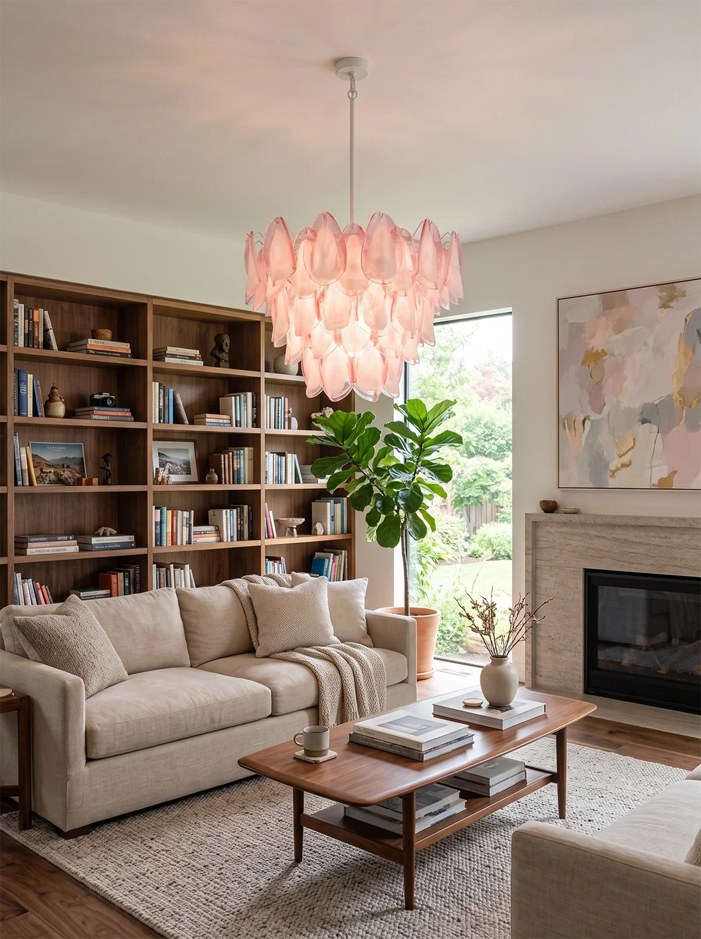 Rosalind Pink Glass Petal Chandelier