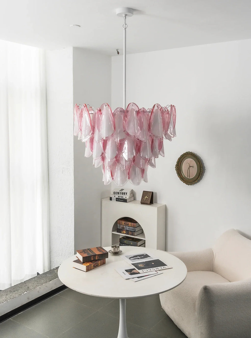 Rosalind Pink Glass Petal Chandelier