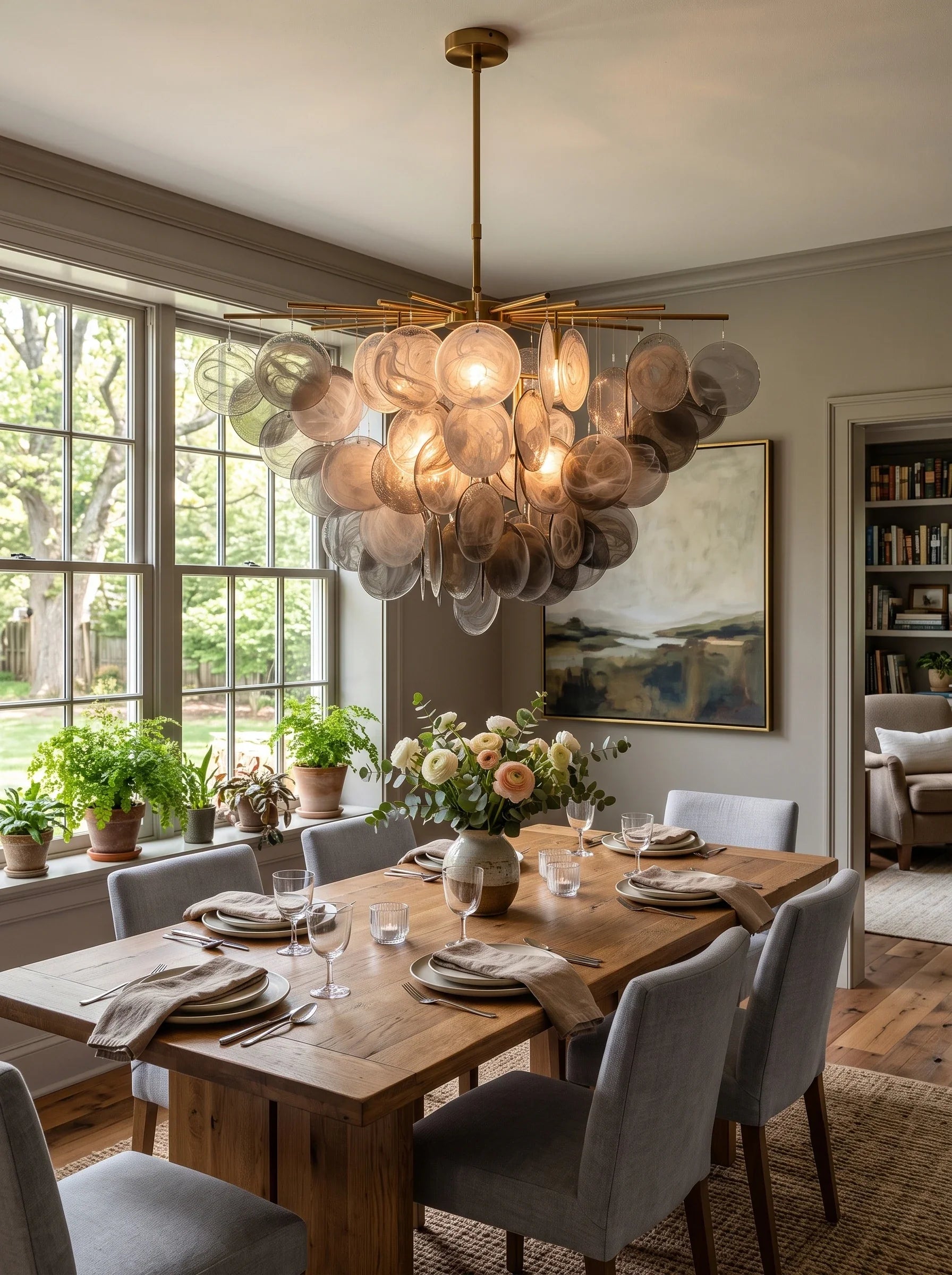 Tempest Smoked Glass Disc Chandelier