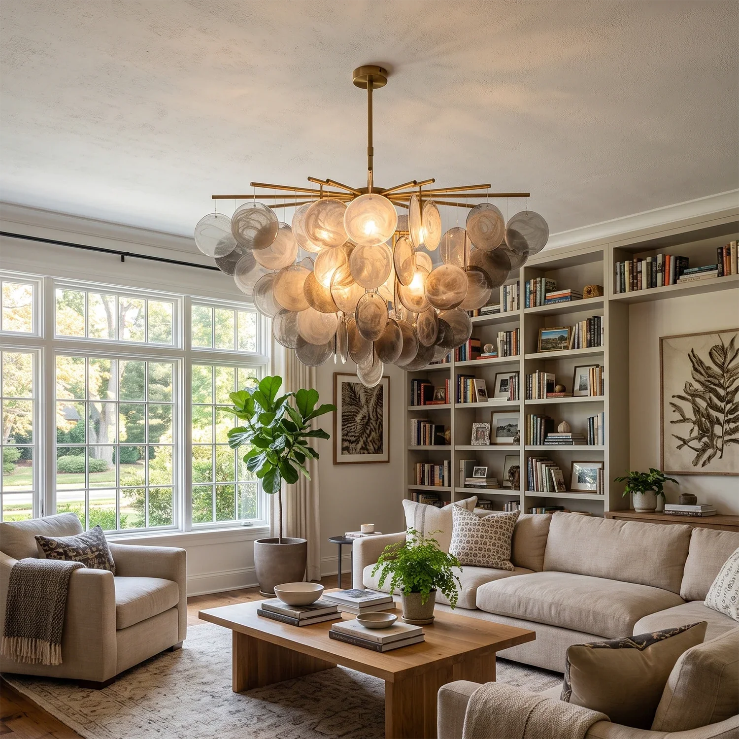 Tempest Smoked Glass Disc Chandelier