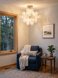 Transparent White Glass Disc Ceiling Light