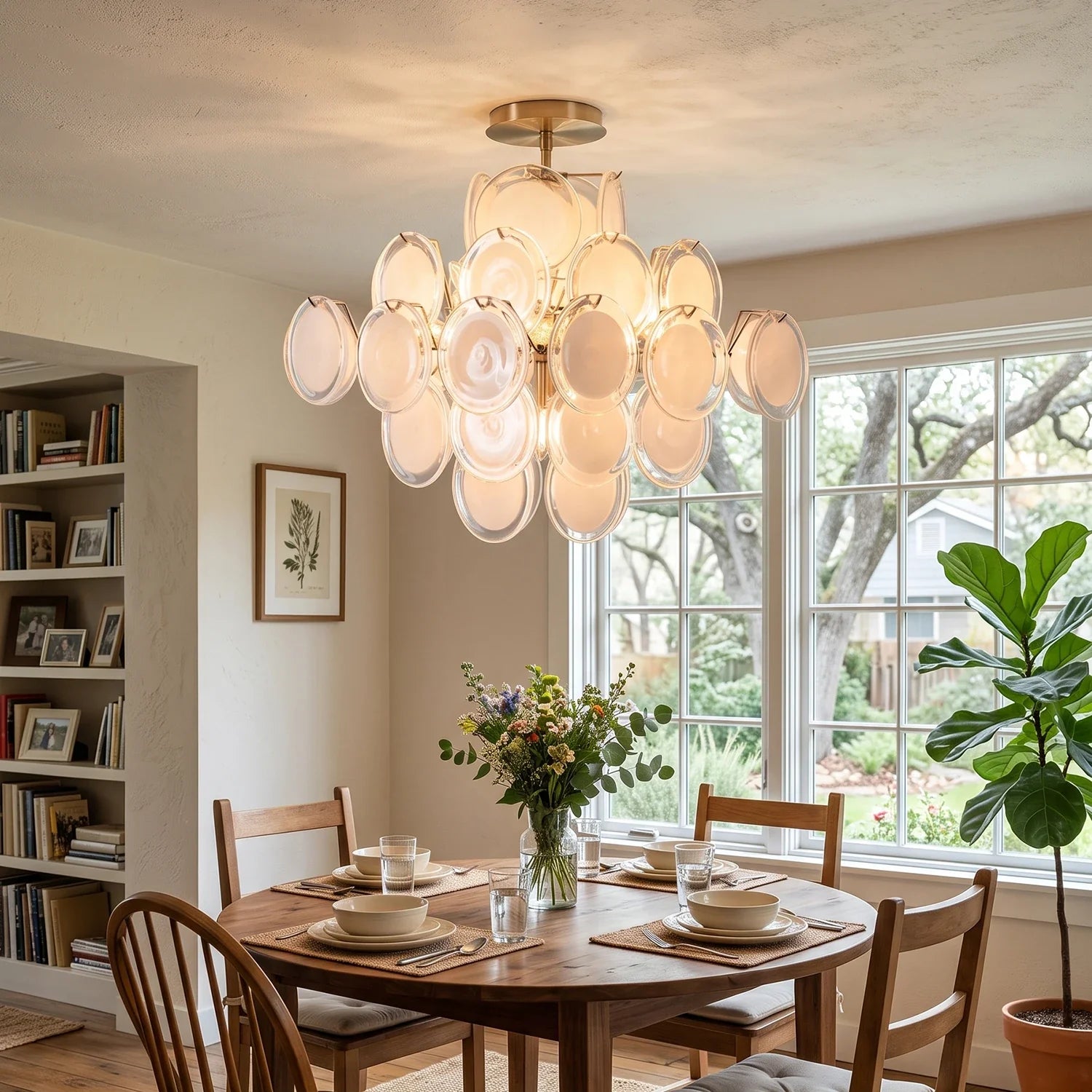 Transparent White Glass Disc Ceiling Light