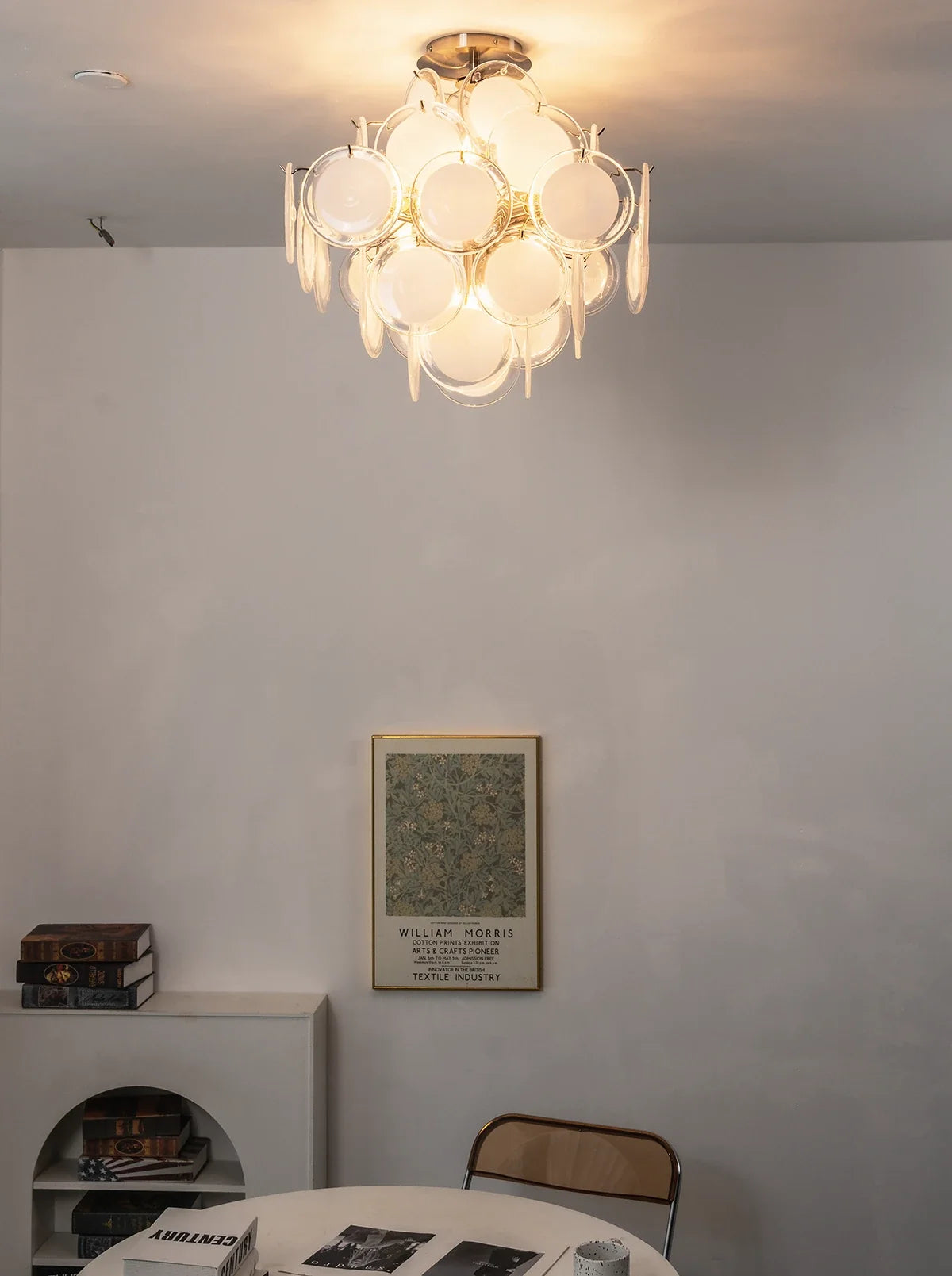 Transparent White Glass Disc Ceiling Light