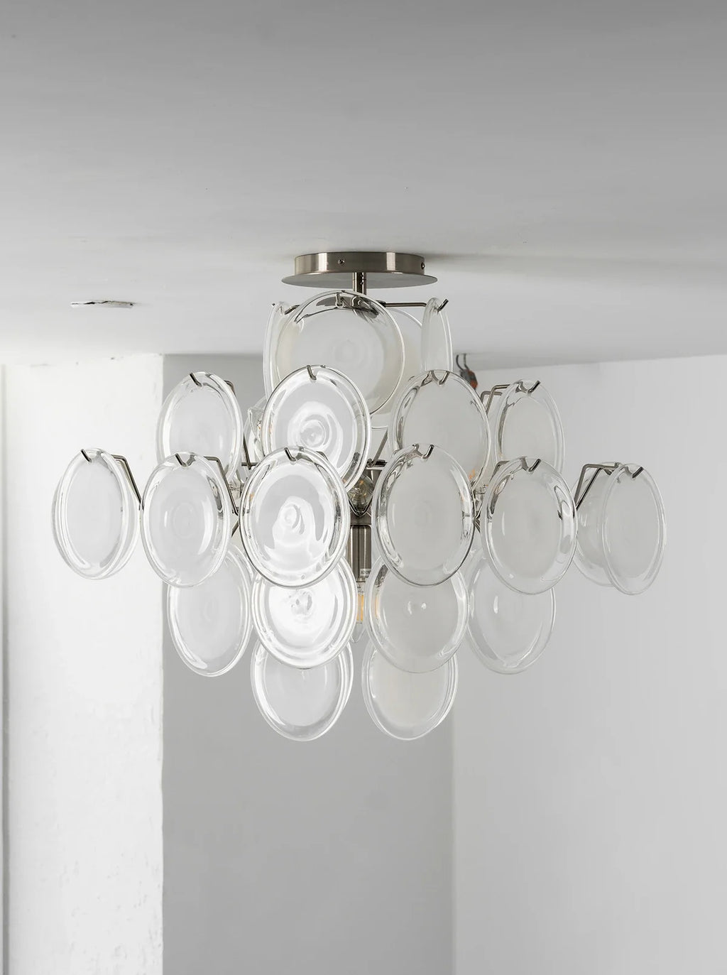 Transparent White Glass Disc Ceiling Light