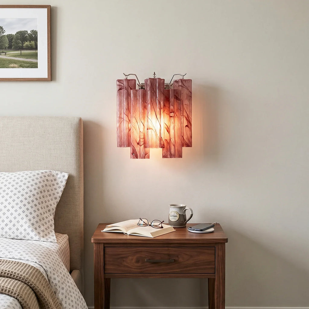 Tronchi Textured Glass Tube Red Wall Sconce